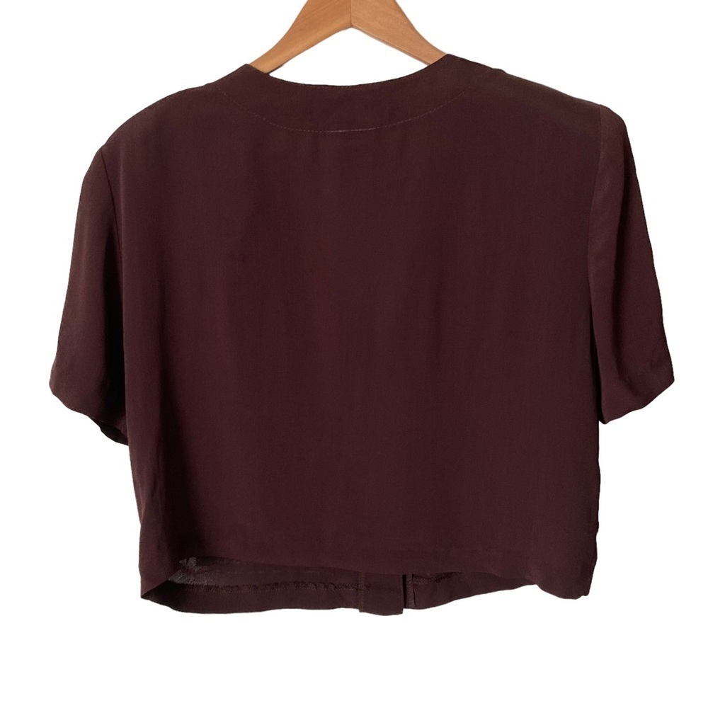 Nina Piccalino VTG Cropped 100% Rayon Button Down Top 10 - Picture 4 of 6